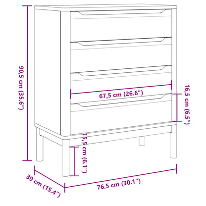 Kommode FLORO Wachsbraun Massivholz Kiefer