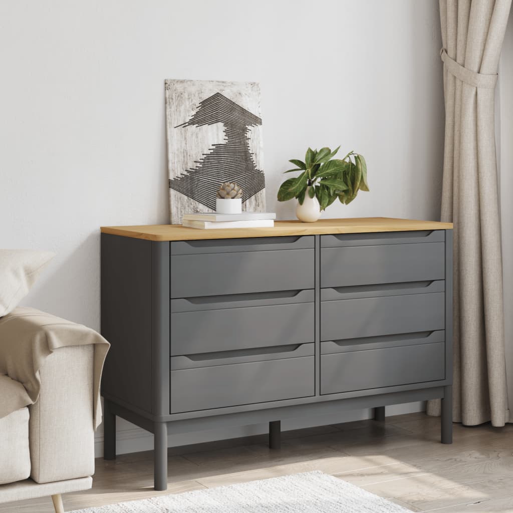 Kommode FLORO Grau Massivholz Kiefer