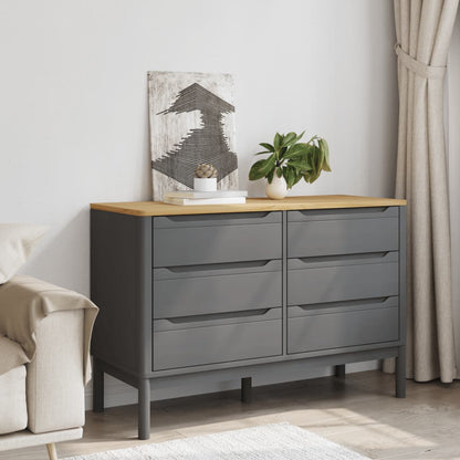 Kommode FLORO Grau Massivholz Kiefer