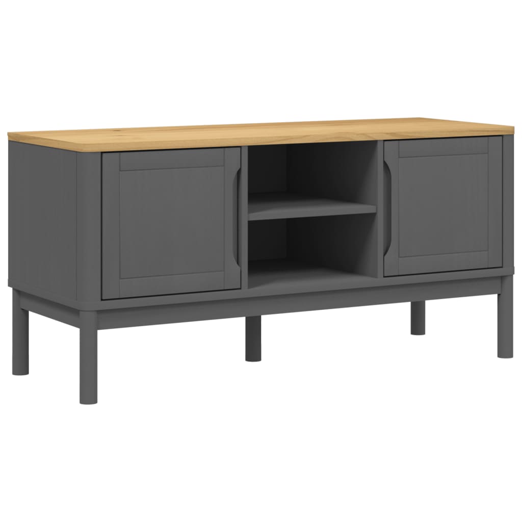 TV-Schrank FLORO Grau 114x43x55 cm Massivholz Kiefer