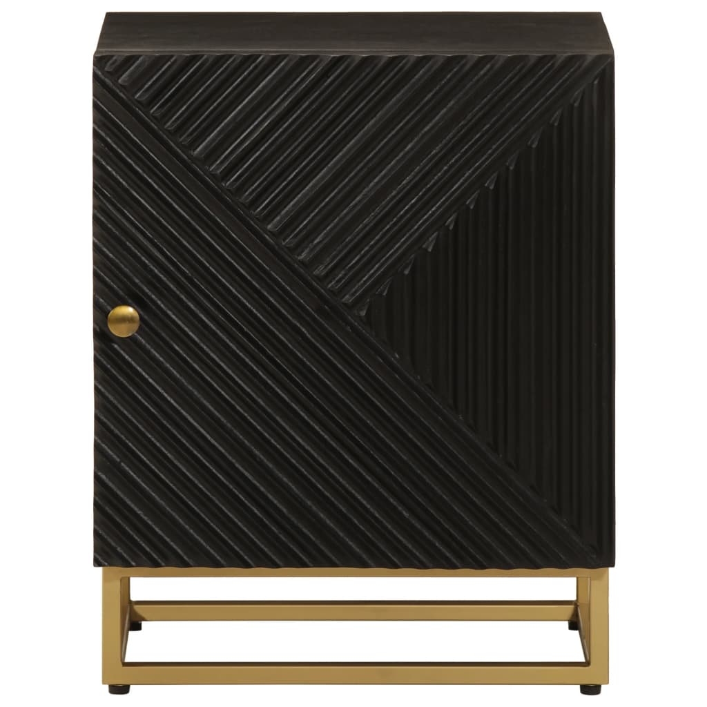 Bedside Table Black 40x30x50 cm Solid Mango Wood and Iron