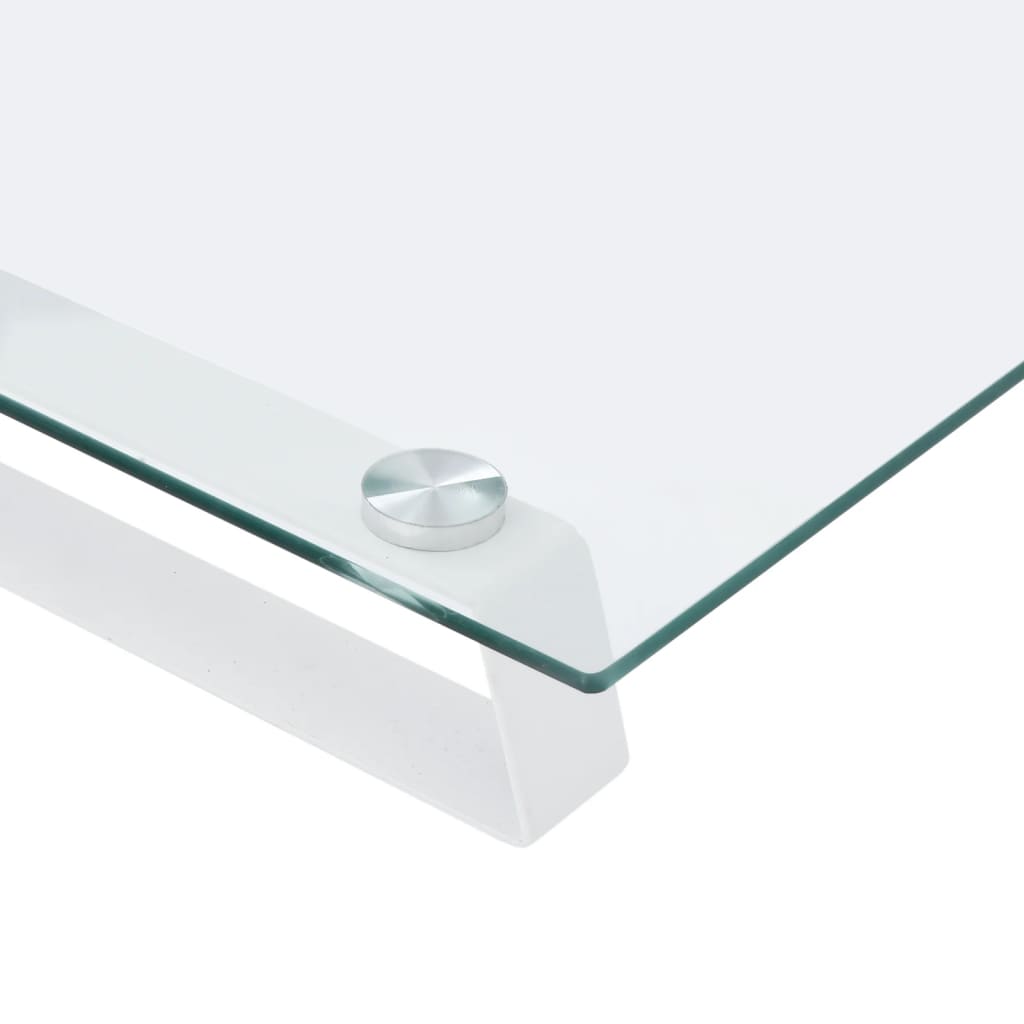 Monitorständer Weiß 60x35x8 cm Hartglas und Metall