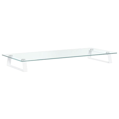 Monitorständer Weiß 80x35x8 cm Hartglas und Metall