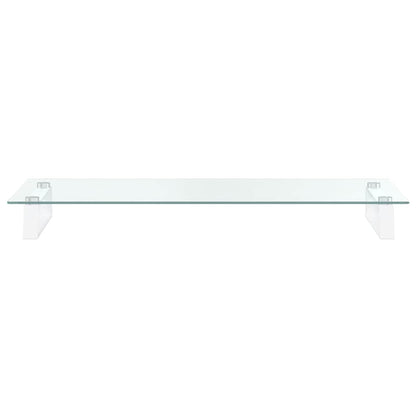 Monitorständer Weiß 80x35x8 cm Hartglas und Metall