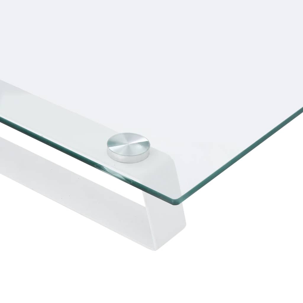 Monitorständer Weiß 80x35x8 cm Hartglas und Metall
