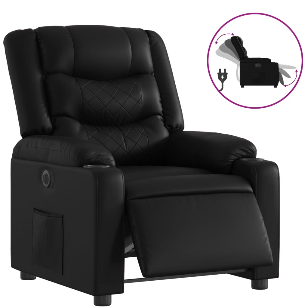 Electric recliner chair black imitation leather