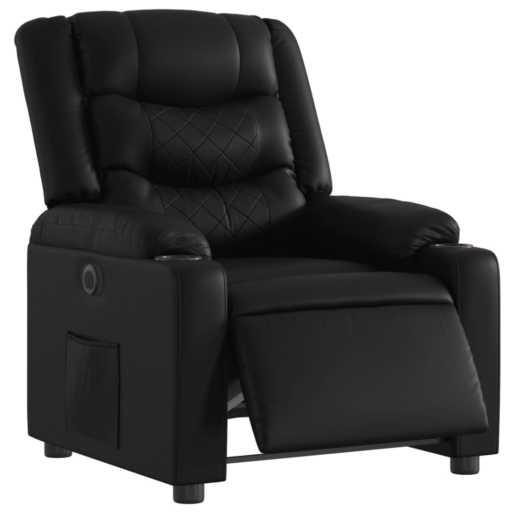 Electric recliner chair black imitation leather