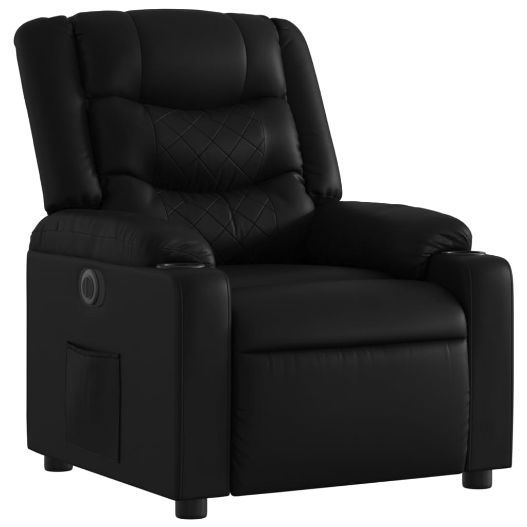 Electric recliner chair black imitation leather