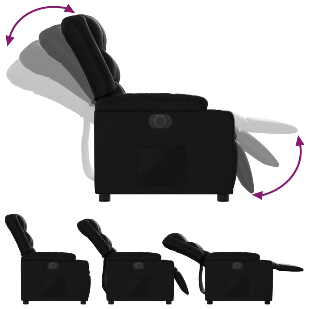 Electric recliner chair black imitation leather