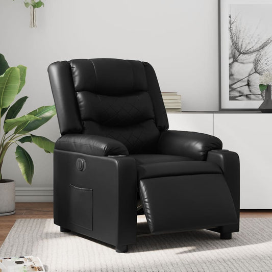 Electric recliner chair black imitation leather