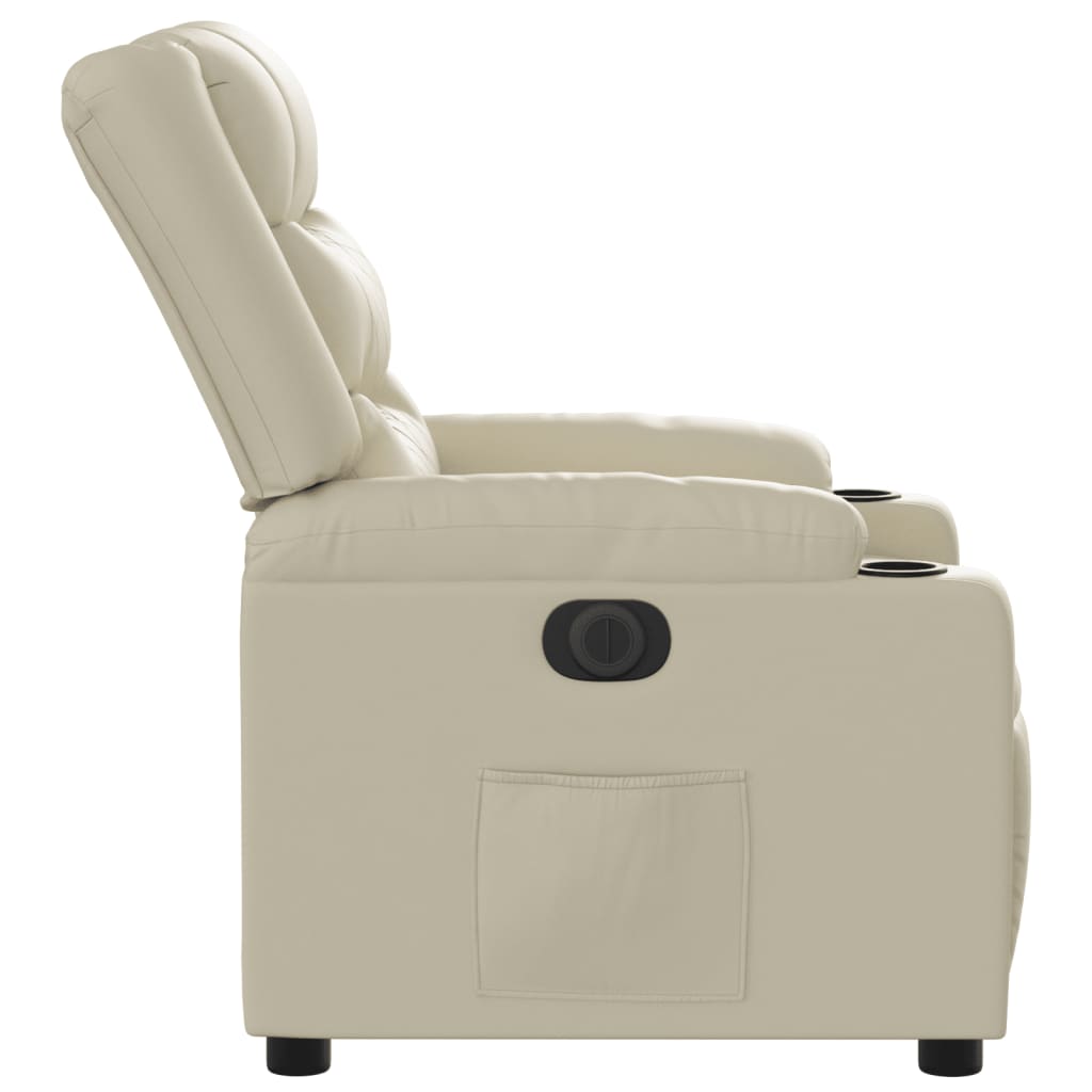 Fauteuil inclinable électrique en similicuir crème