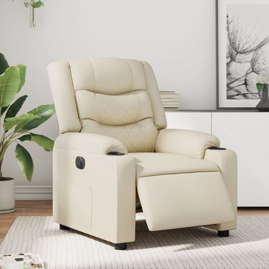 Fauteuil inclinable électrique en similicuir crème