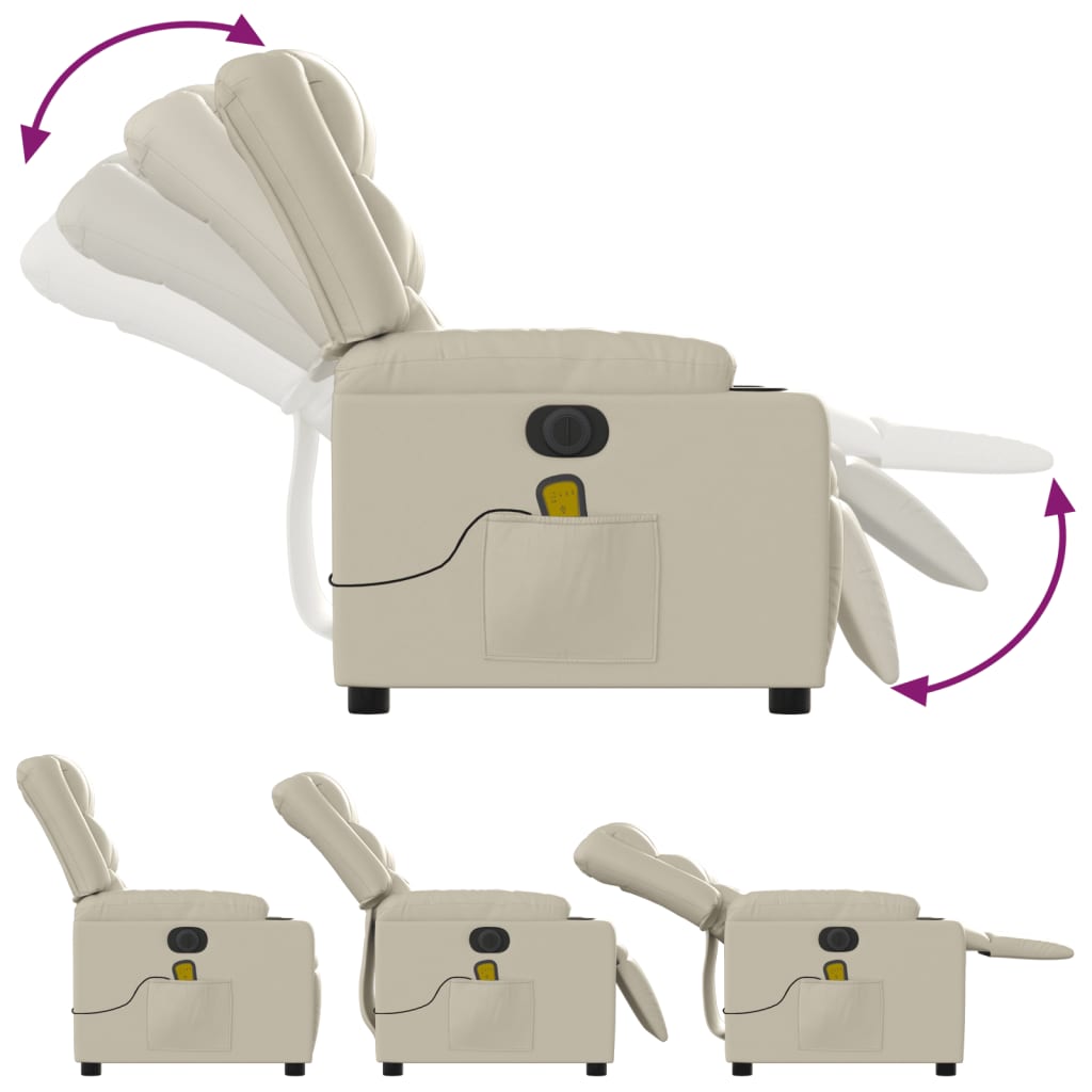 Fauteuil de massage électrique en similicuir crème