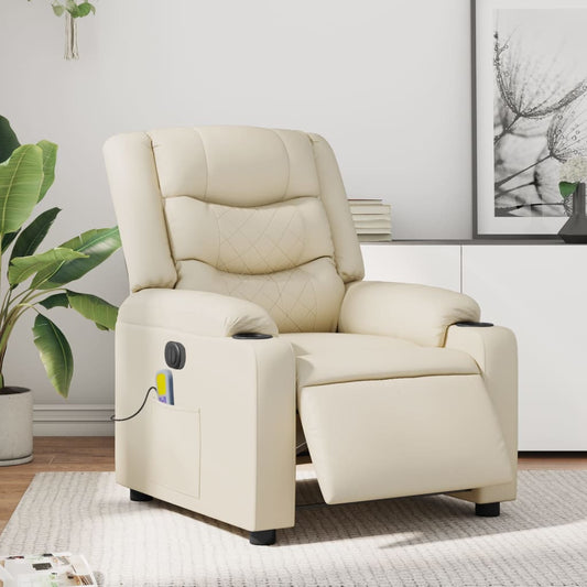 Fauteuil de massage électrique en similicuir crème