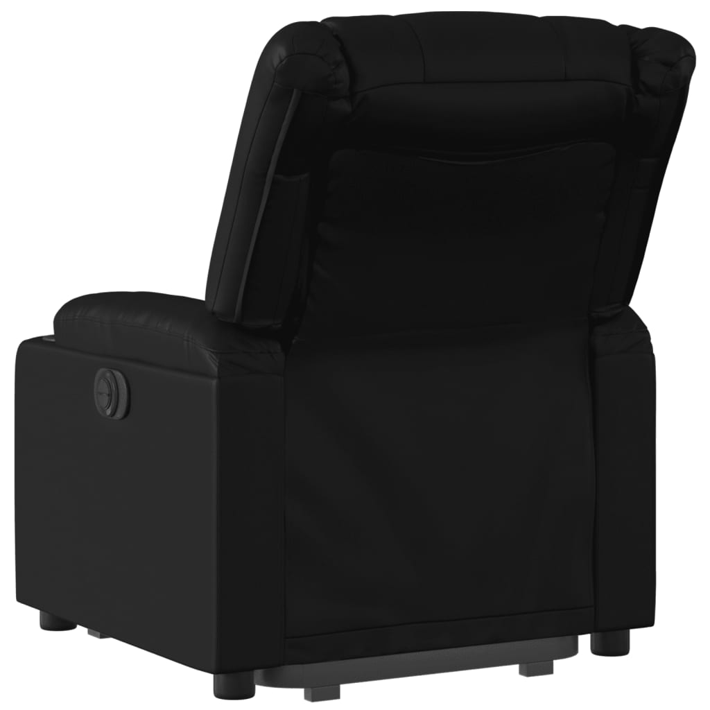 Recliner chair with stand-up aid, black faux leather
