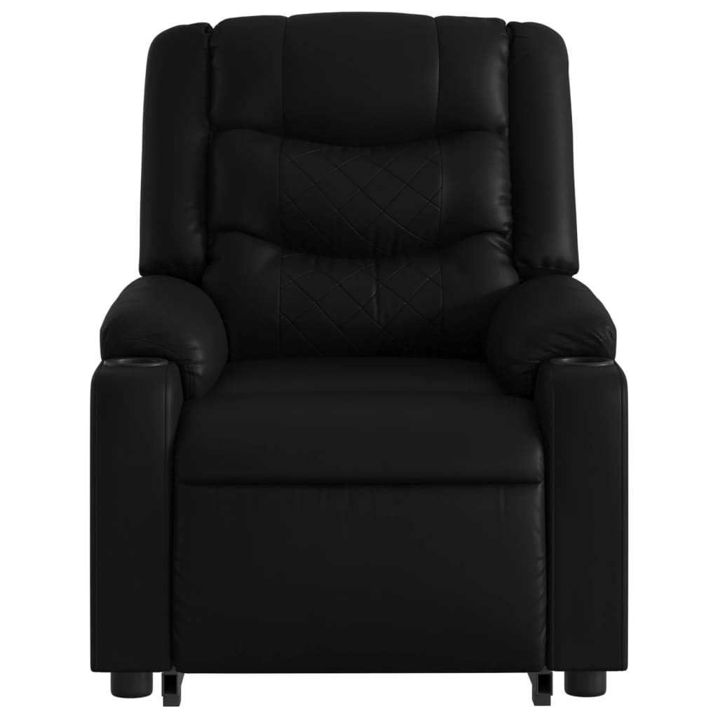 Recliner chair with stand-up aid, black faux leather