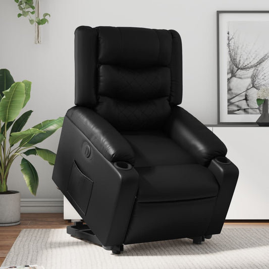 Fauteuil relax avec releveur électrique, noir, simili cuir