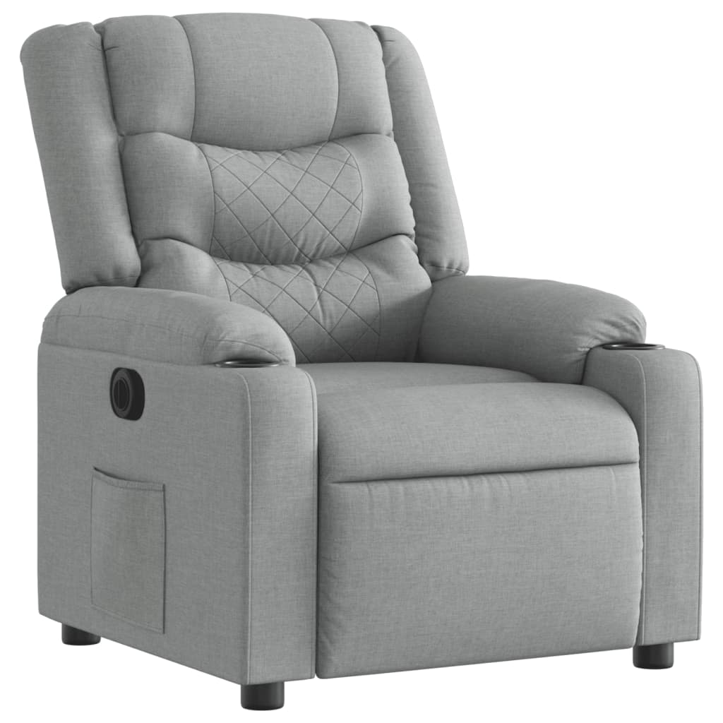 Fauteuil inclinable électrique en tissu gris clair