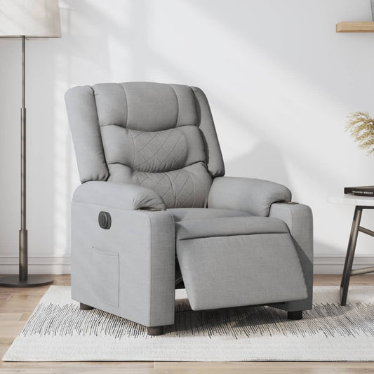 Fauteuil inclinable électrique en tissu gris clair
