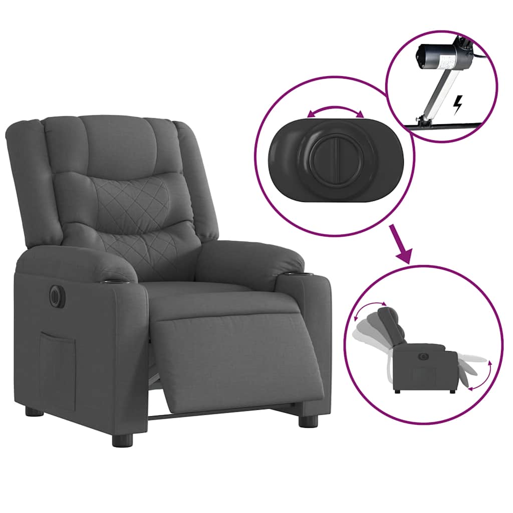 Relaxsessel Elektrisch Dunkelgrau Stoff