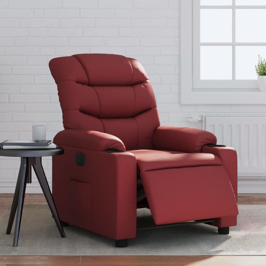 Fauteuil inclinable électrique en cuir artificiel rouge vin