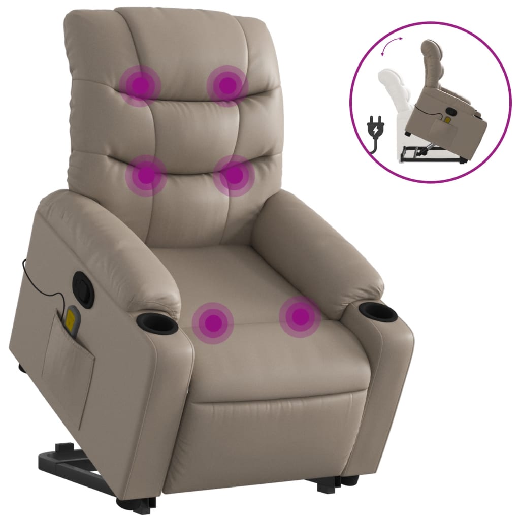 Massagesessel mit Aufstehhilfe Cappuccino Kunstleder