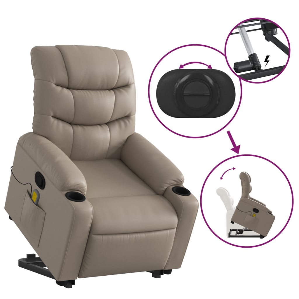 Massagesessel mit Aufstehhilfe Cappuccino Kunstleder