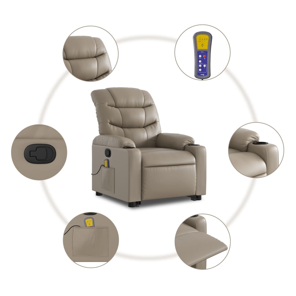 Massagesessel mit Aufstehhilfe Cappuccino Kunstleder