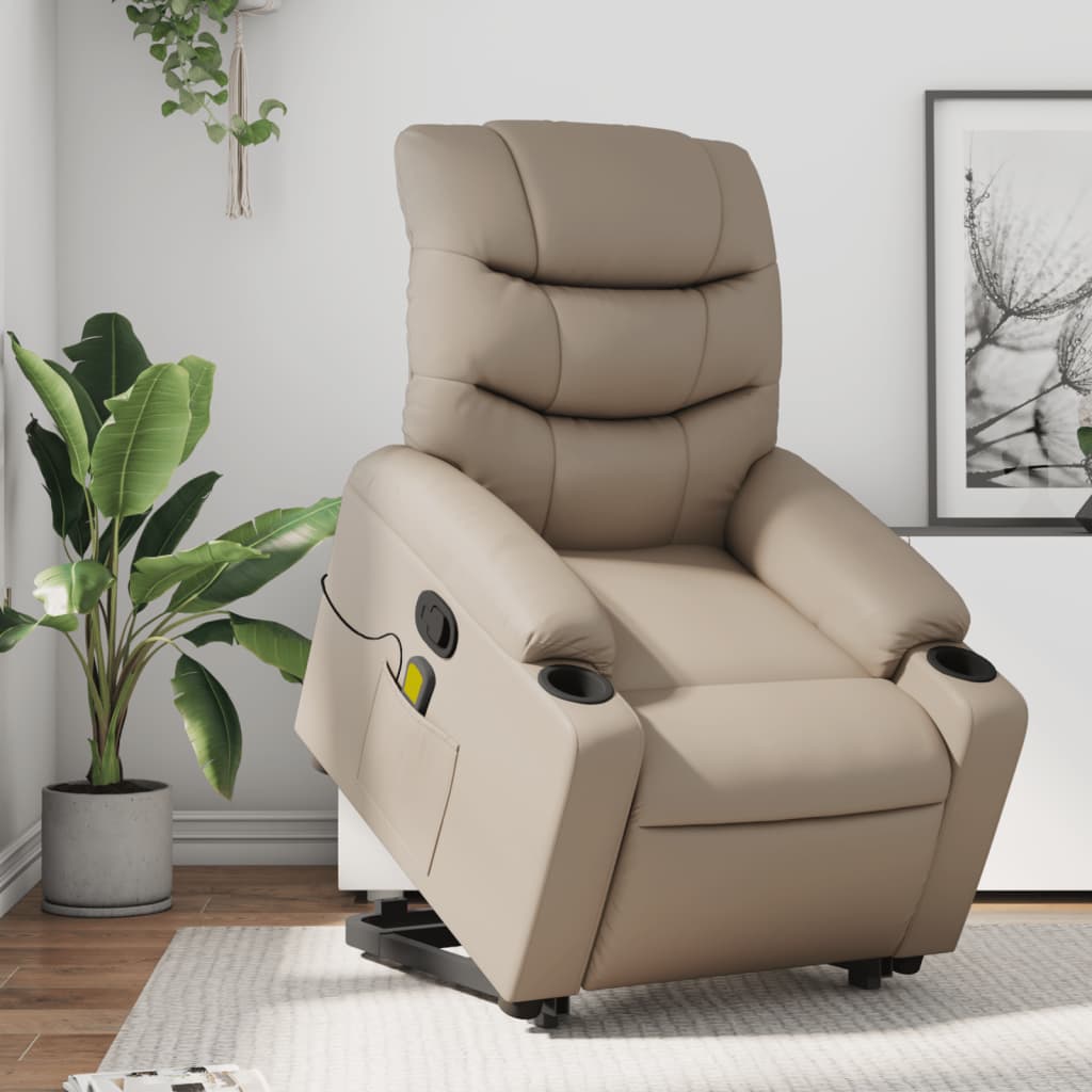 Massagesessel mit Aufstehhilfe Cappuccino Kunstleder
