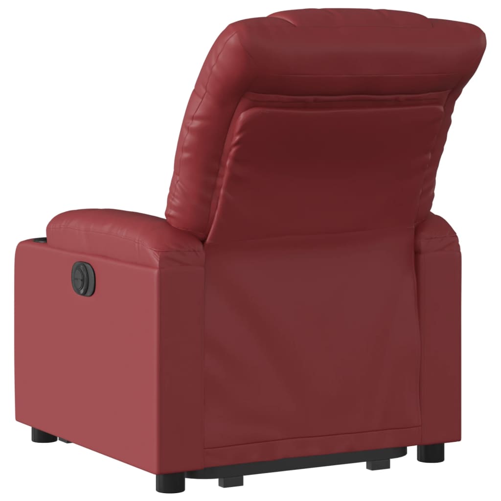 Fauteuil relax avec releveur électrique, rouge vin, cuir artificiel