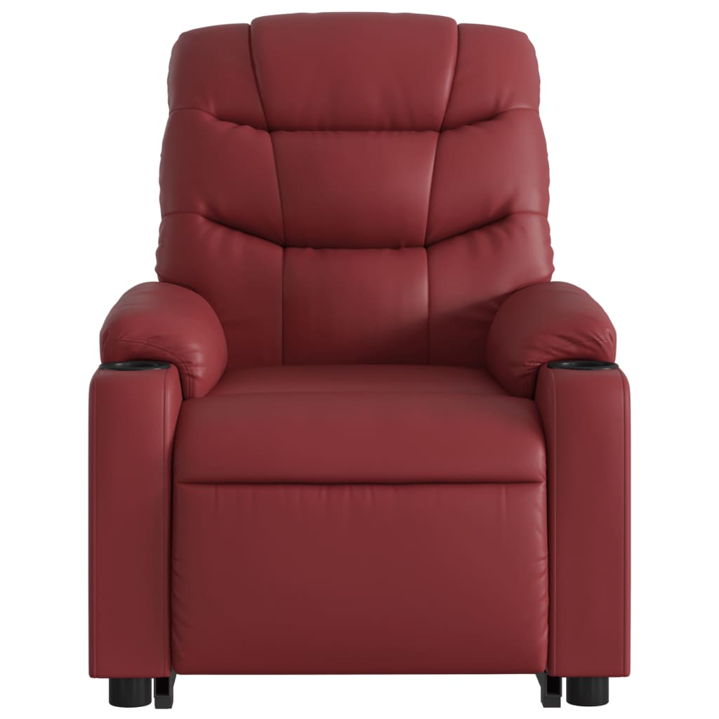 Fauteuil relax avec releveur électrique, rouge vin, cuir artificiel