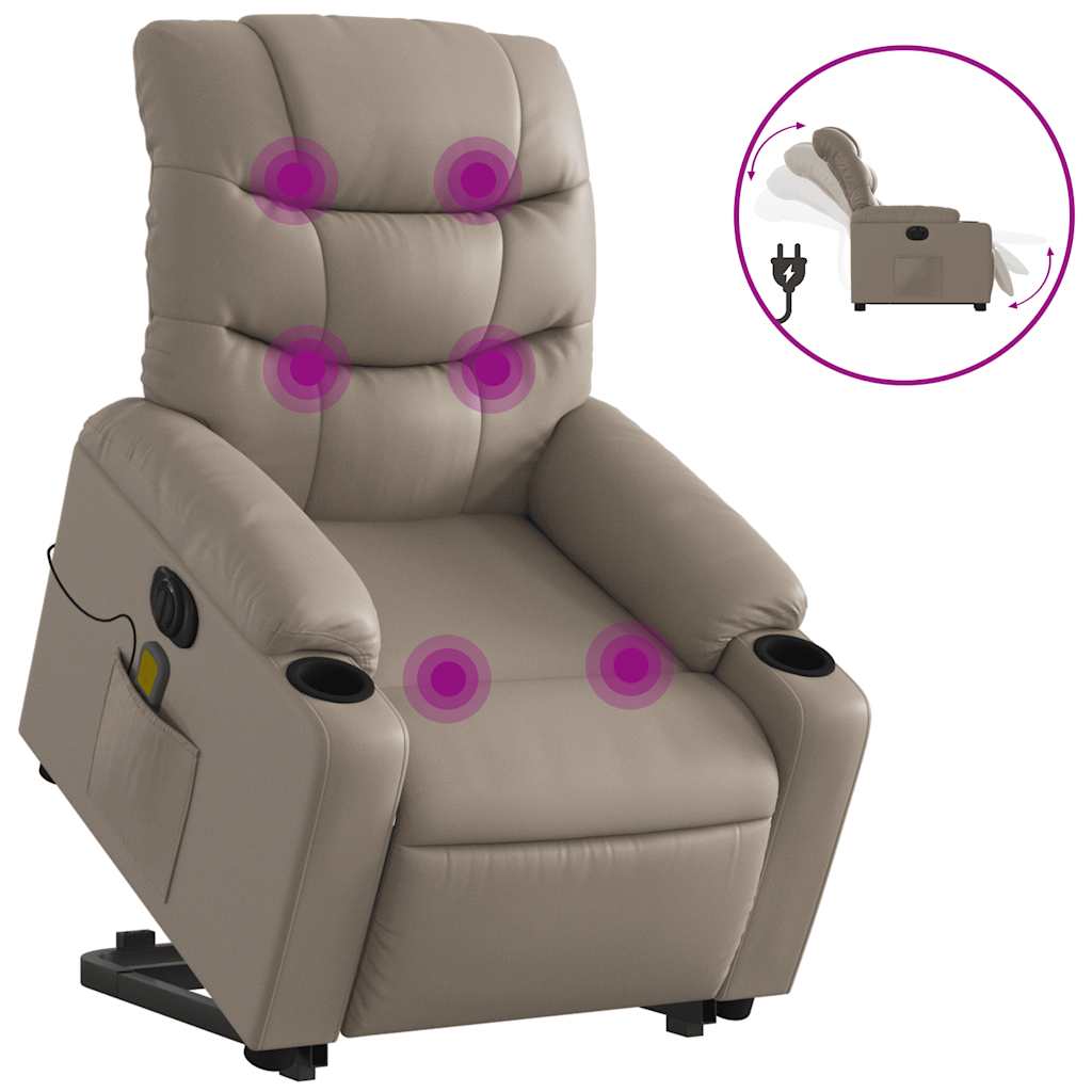 Massagesessel mit Aufstehhilfe Elektrisch Cappuccino Kunstleder
