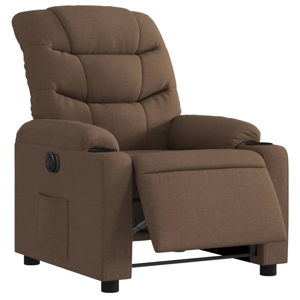Electric recliner chair brown fabric