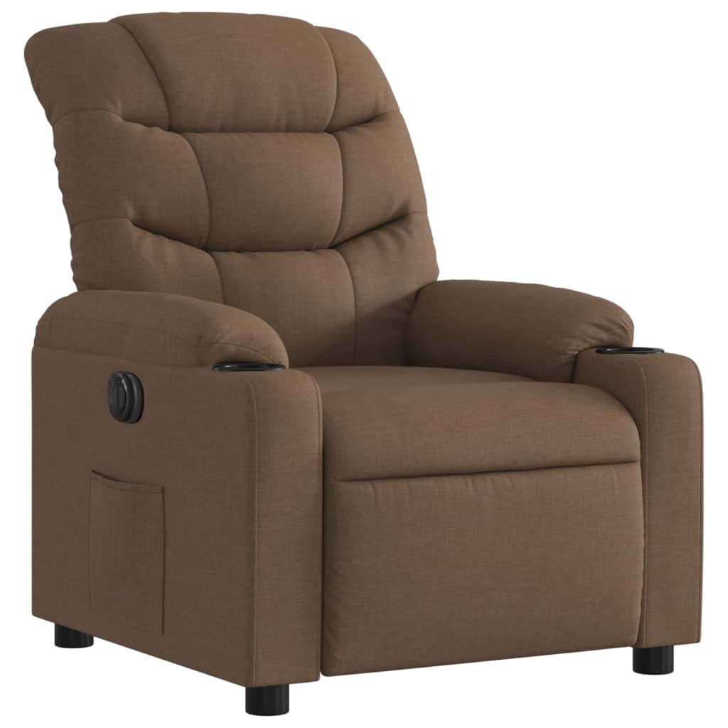 Electric recliner chair brown fabric