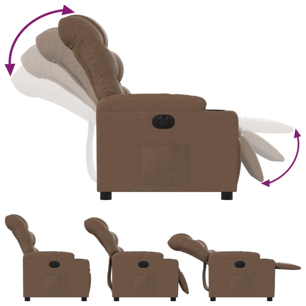 Electric recliner chair brown fabric