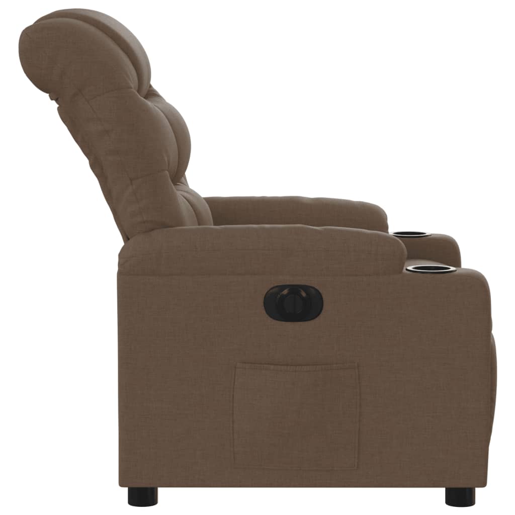 Electric recliner chair brown fabric