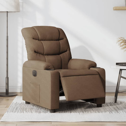 Electric recliner chair brown fabric