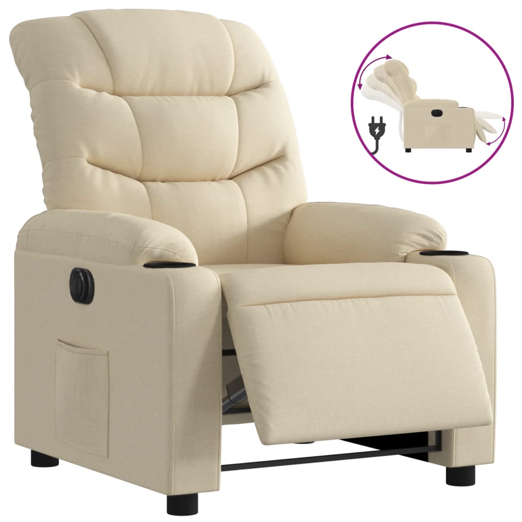 Electric recliner chair cream fabric