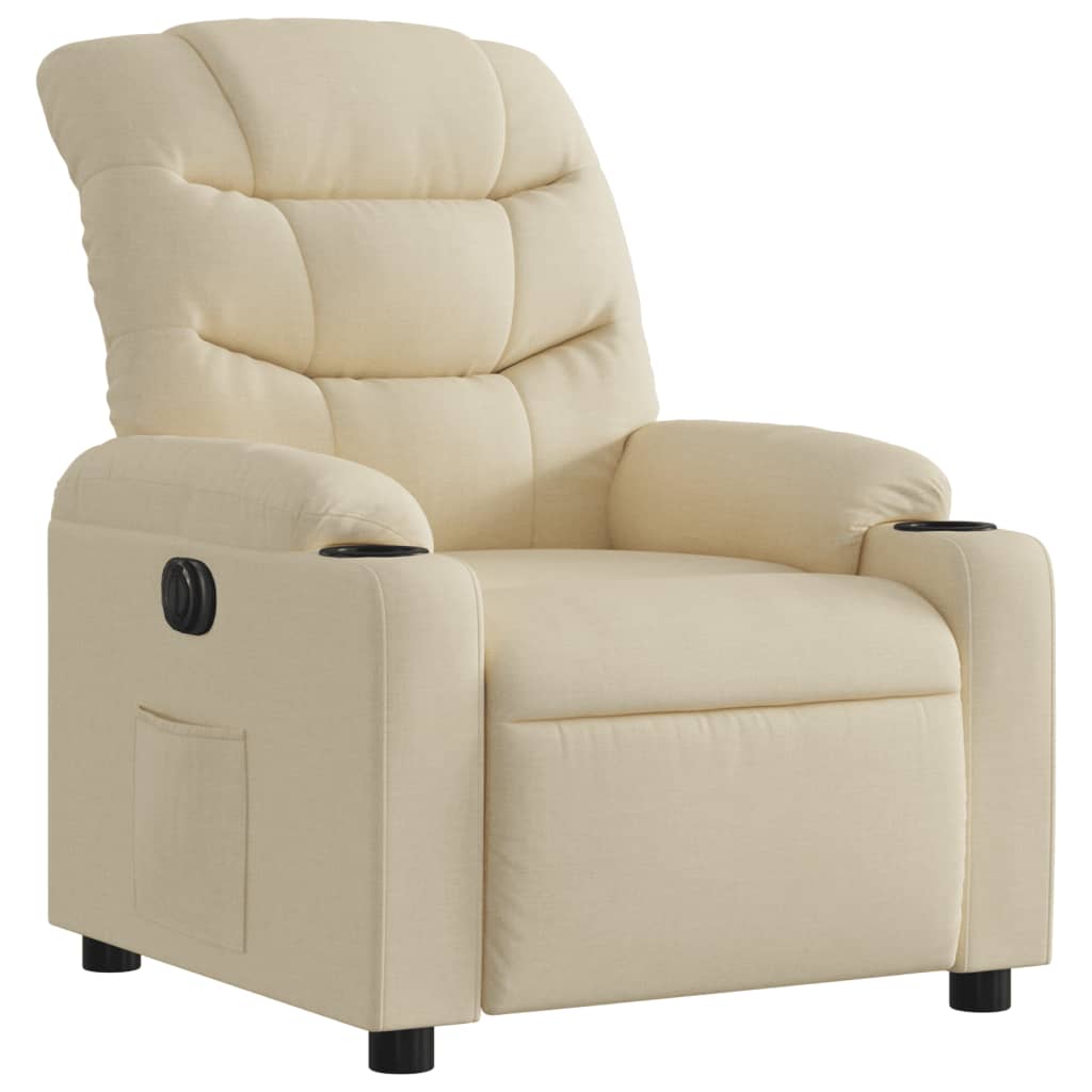 Electric recliner chair cream fabric