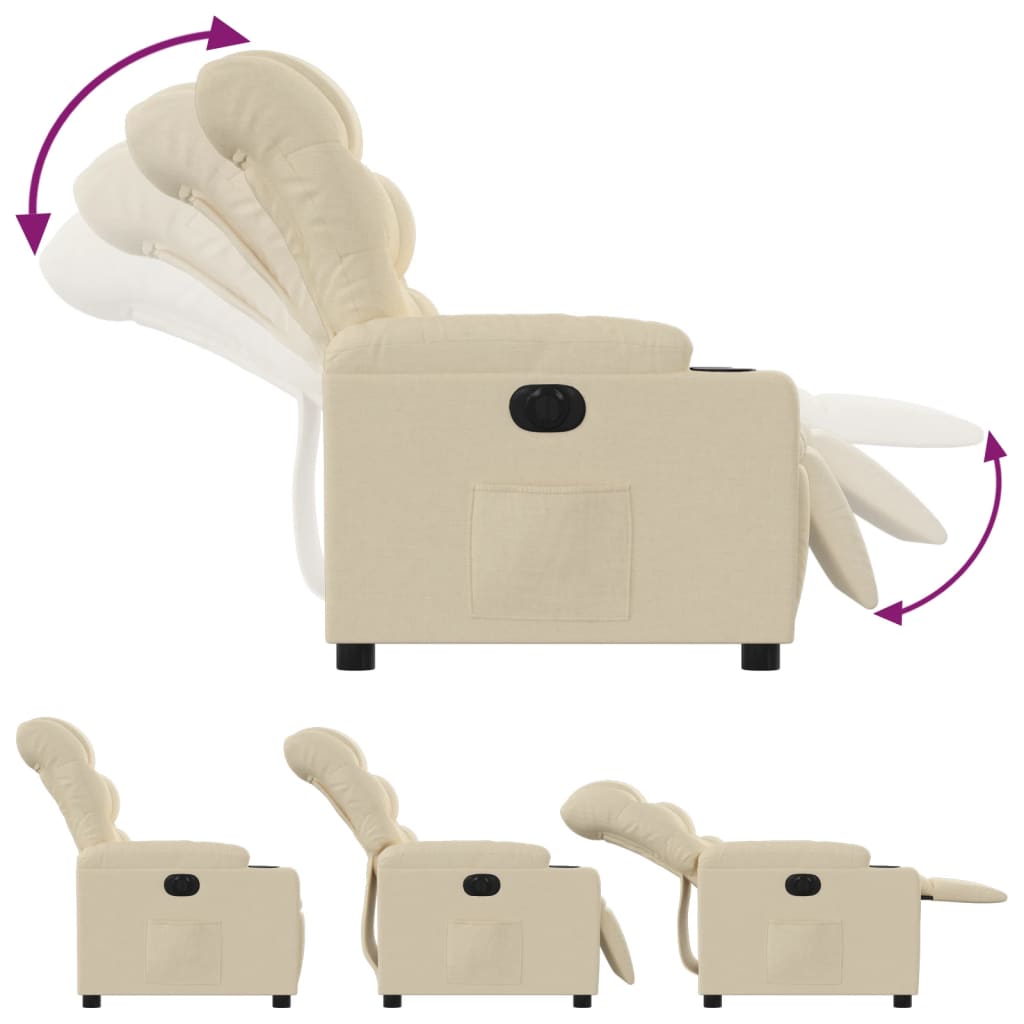 Electric recliner chair cream fabric