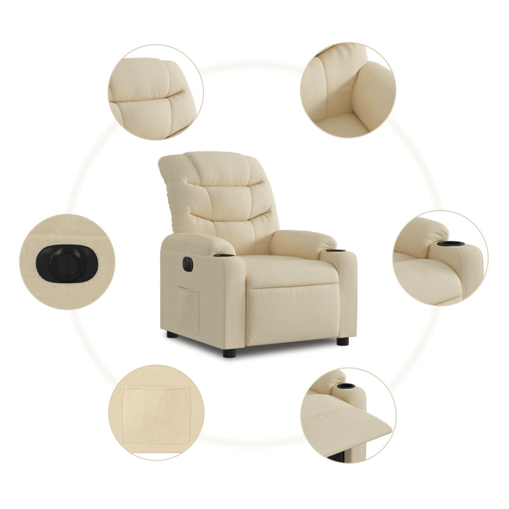 Electric recliner chair cream fabric