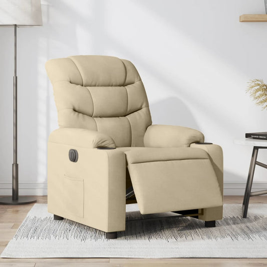 Electric recliner chair cream fabric
