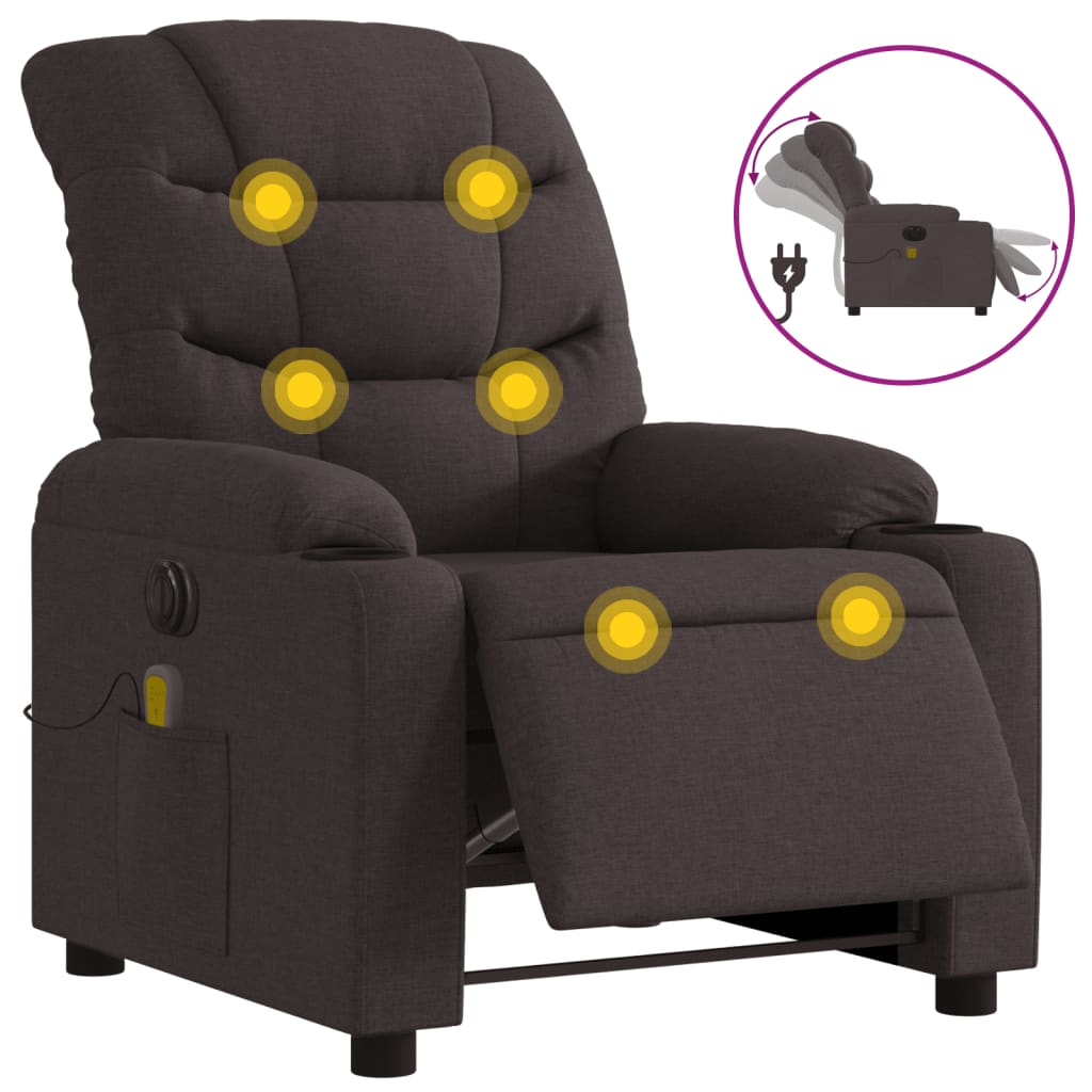 Electric Massage Chair Dark Brown Fabric