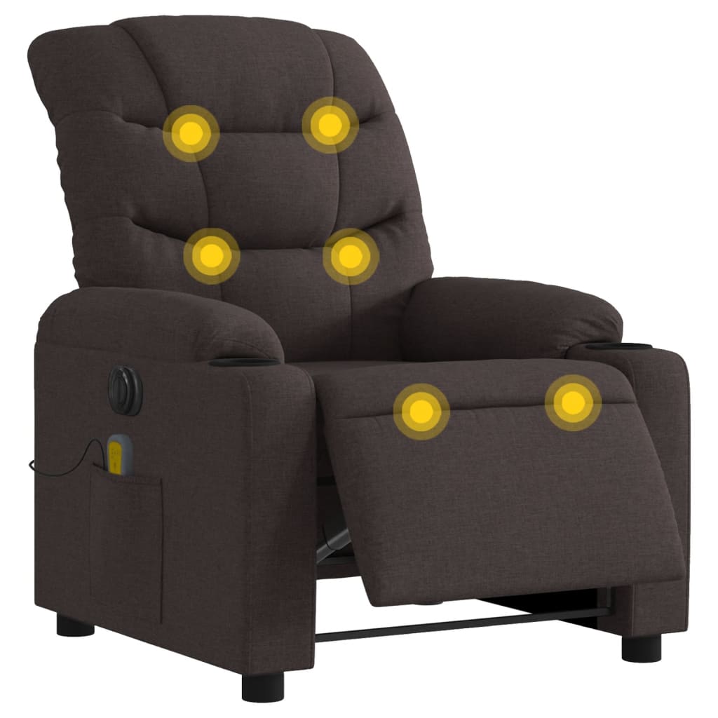Electric Massage Chair Dark Brown Fabric