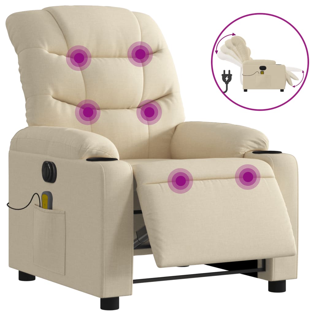 Fauteuil de massage électrique en tissu crème