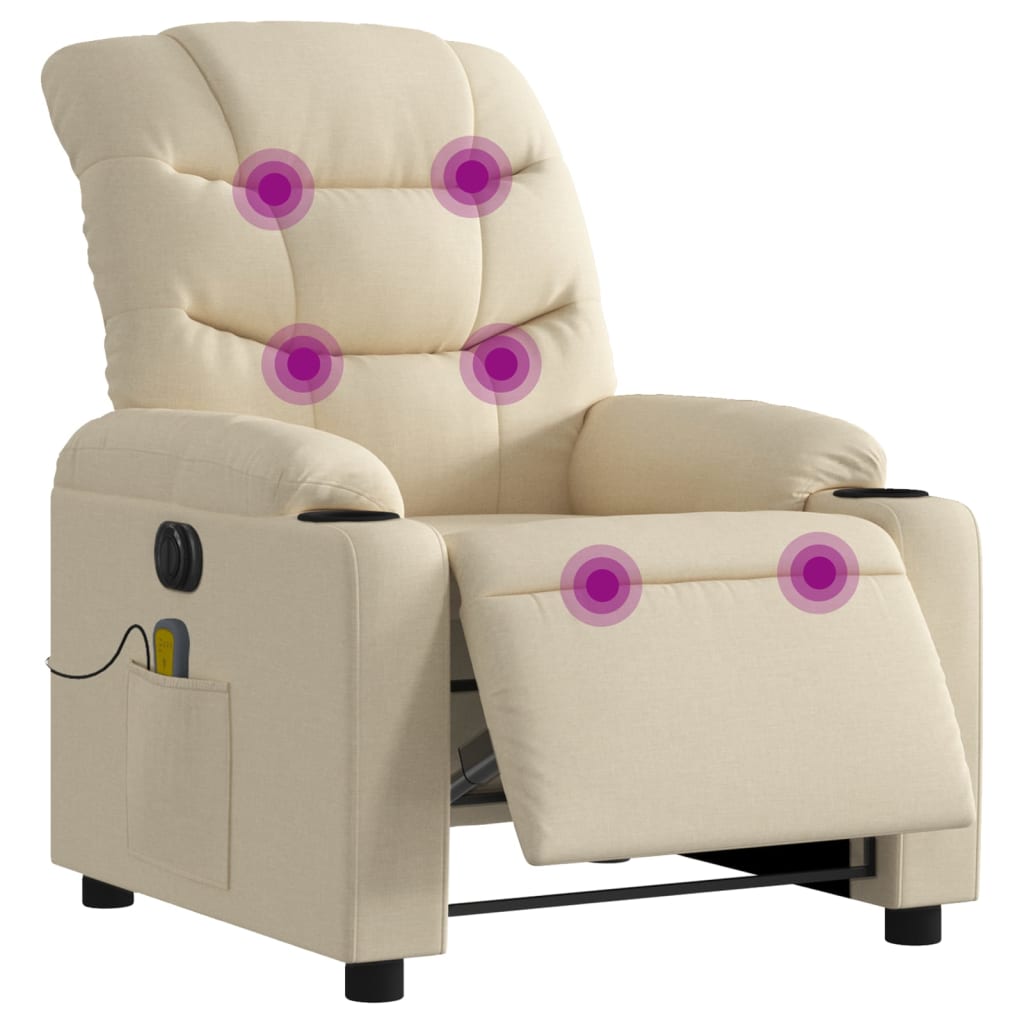 Fauteuil de massage électrique en tissu crème
