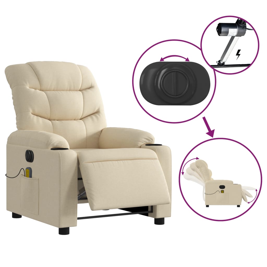 Fauteuil de massage électrique en tissu crème