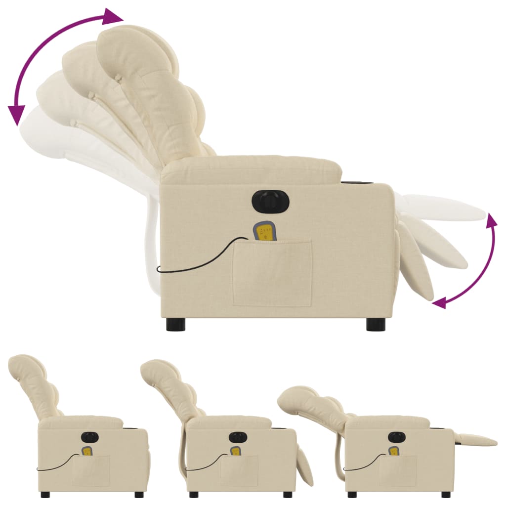 Fauteuil de massage électrique en tissu crème