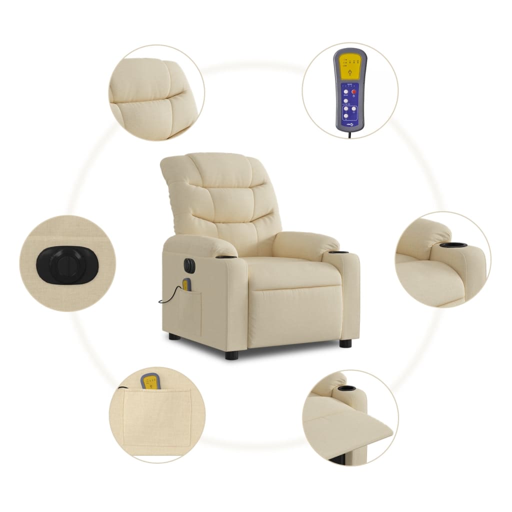 Fauteuil de massage électrique en tissu crème