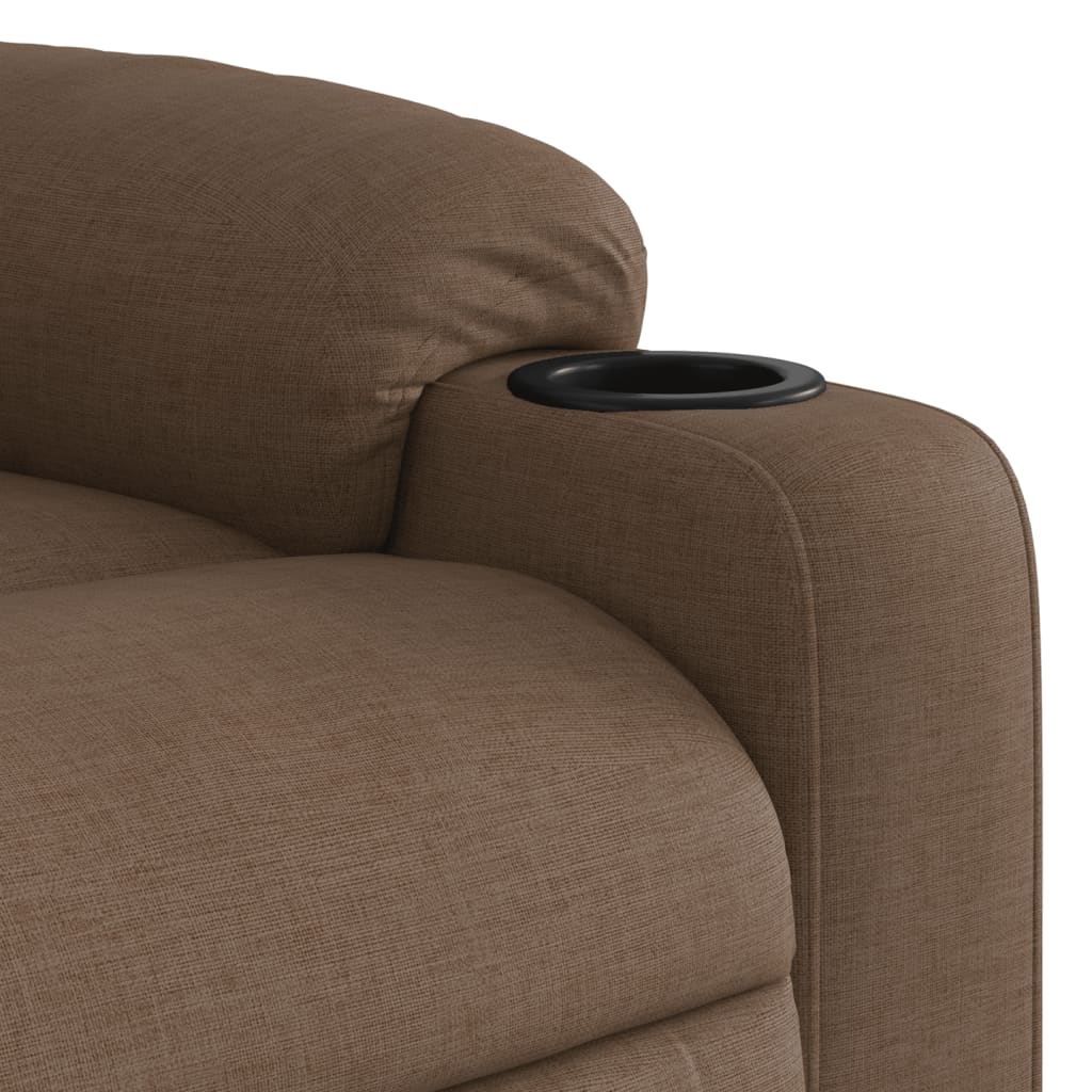 Fauteuil inclinable avec aide à la verticalisation en tissu marron